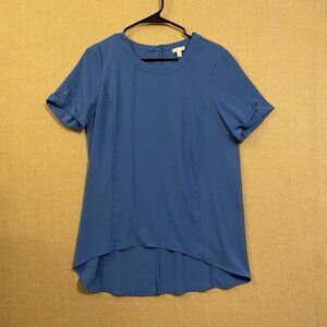 Spense Blouse Women's Medium Royal Blue Short Sleeves